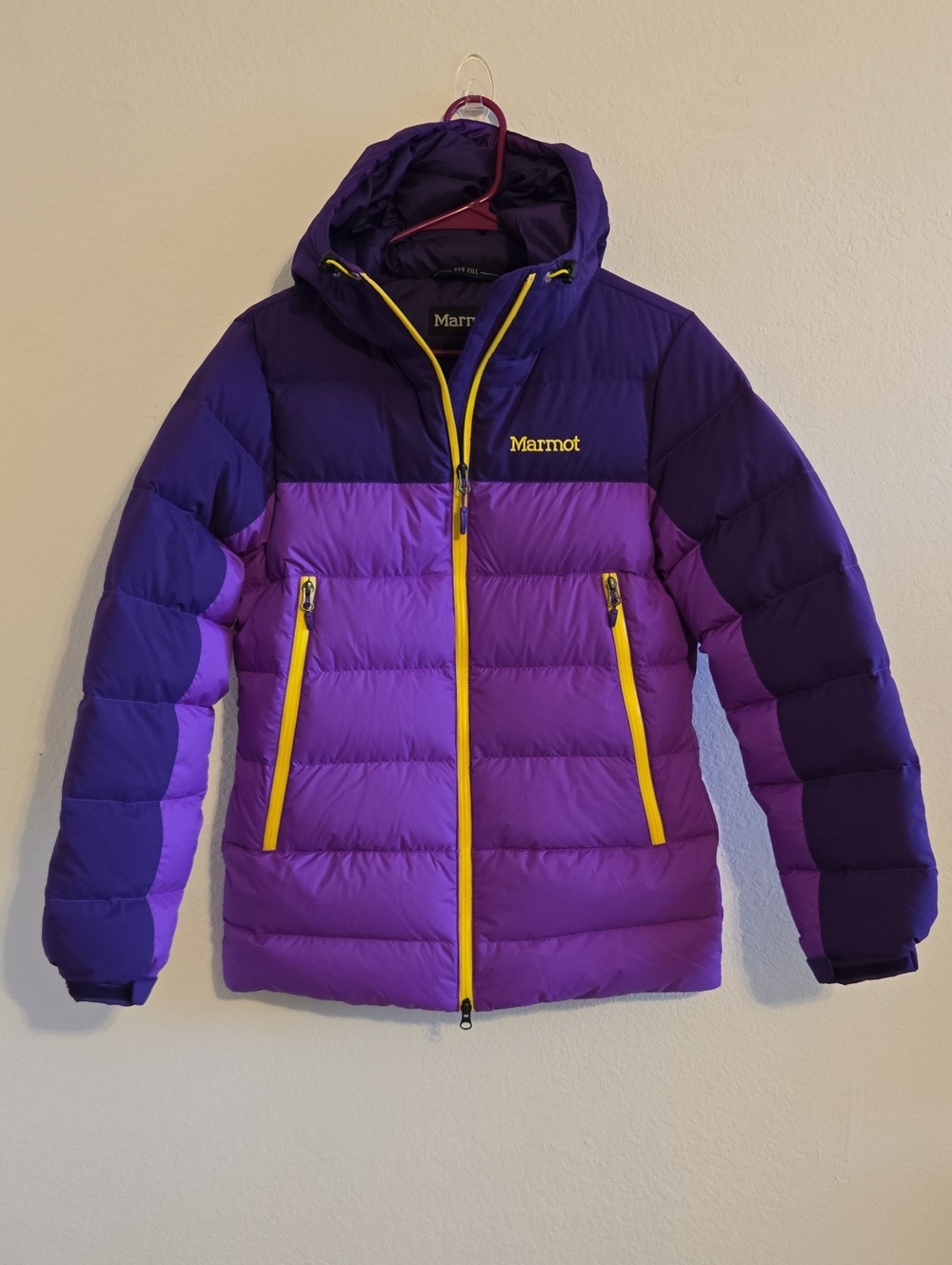Marmot Purple Hooded Puffer Jacket - Small